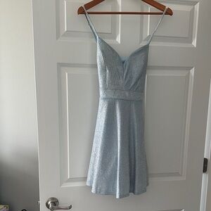 Elegant Blue Spaghetti Strap Prom Dress